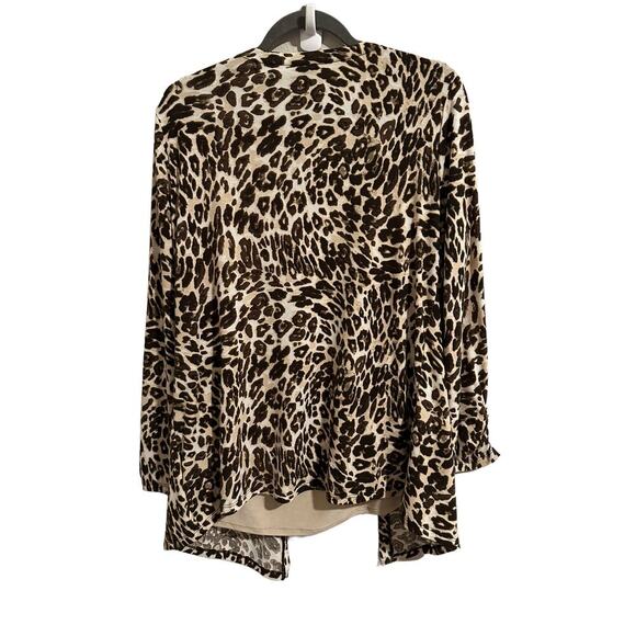 White Stagg Women’s Medium Leopard Print Brown and Tan Long Sleeve Blouse - Picture 8 of 14